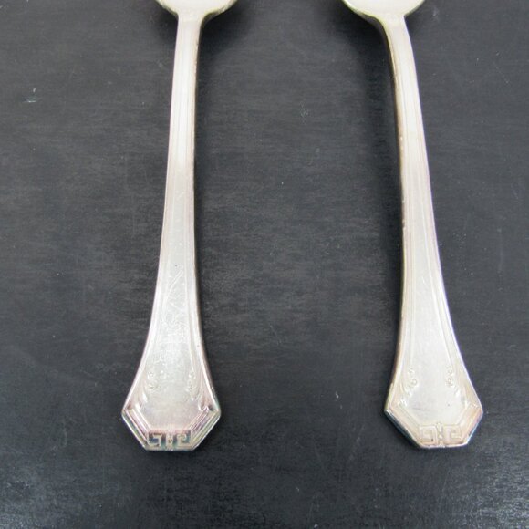 Reed & Barton Pompeian Greek Key & Scrollwork Design Dessert Fork Lot of 4 Vntg - Picture 5 of 12